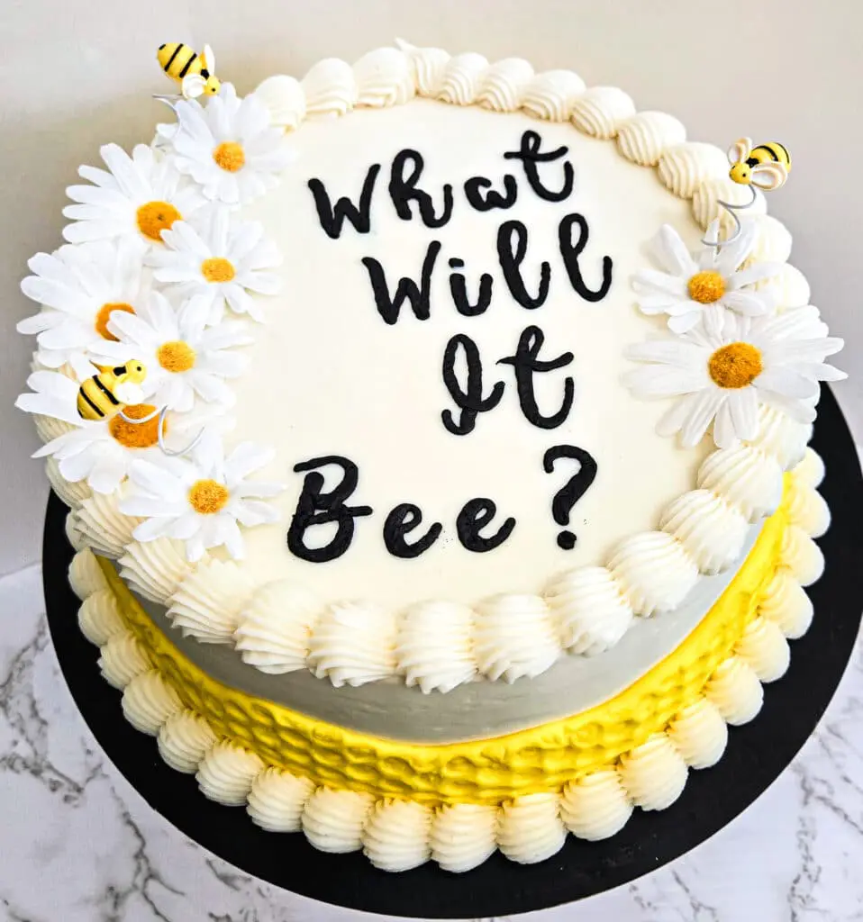 Custom Gender Reveal Cake in Longmont - What Will it Bee?