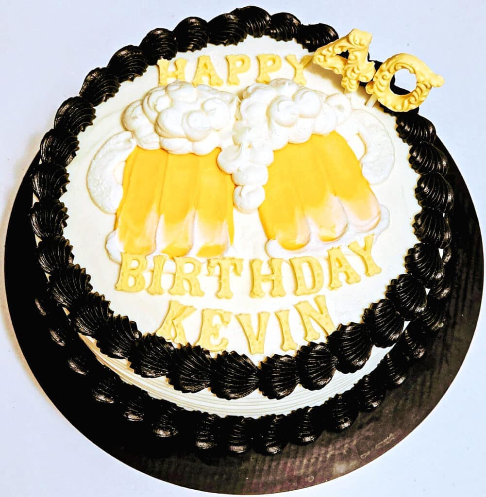Adult Birthday Cake for 40 Year Old with Beers Cheers